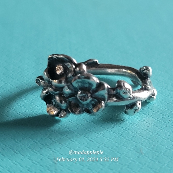 Sterling Silver Spoon Ring Forget Me Not Flower Designer #100 - Picture 4 of 13